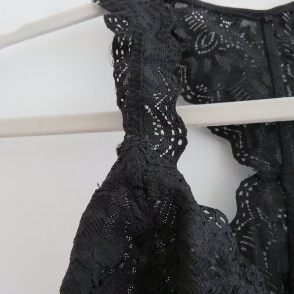 FELINA Lace Racerback‎ Wireless Bra Bralette Stretch Black - Size Medium - Picture 8 of 13